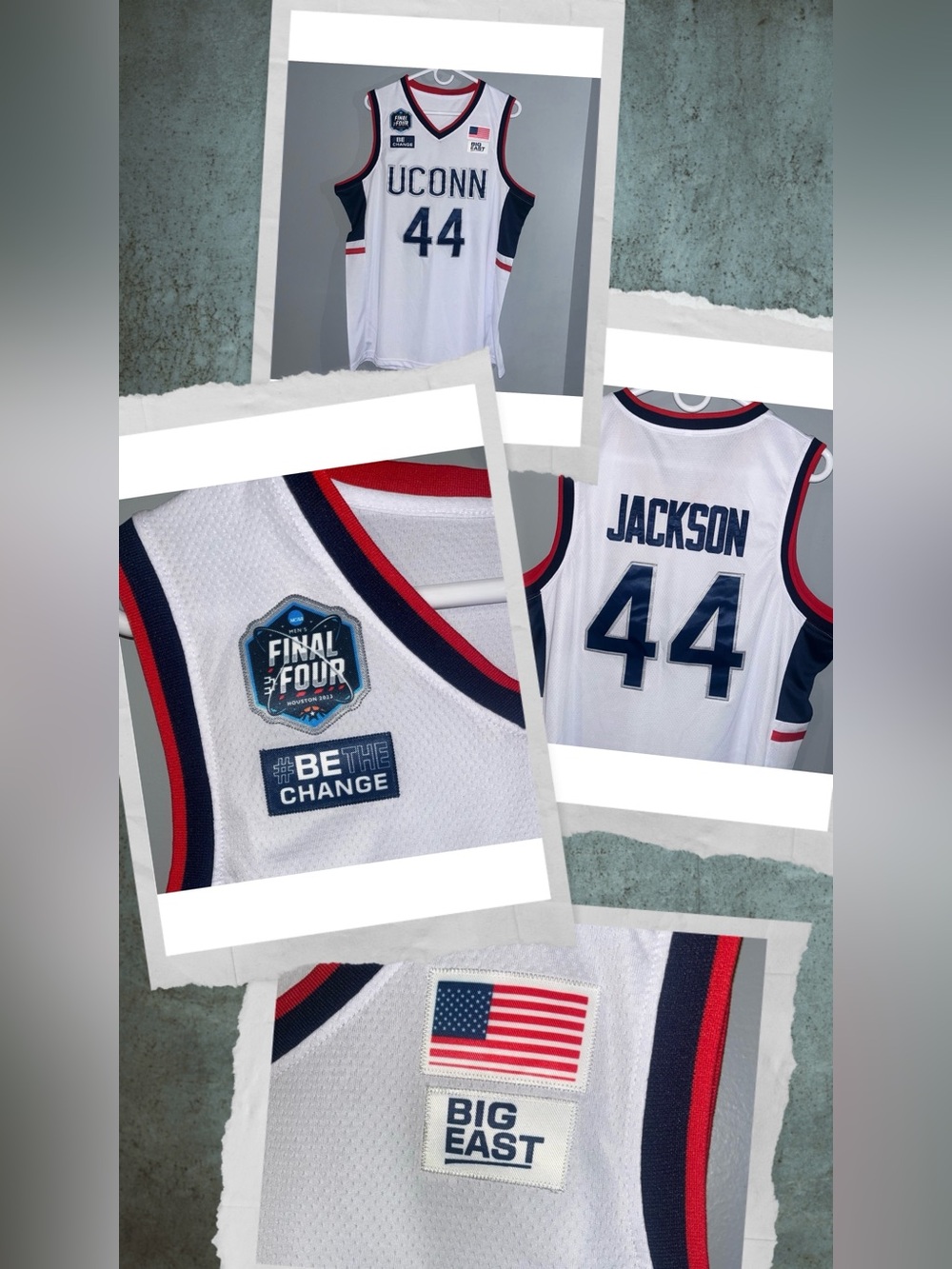 UCONN Huskies White #44 NCAA Basketball Jersey Division 1 March Madness CHAMPS